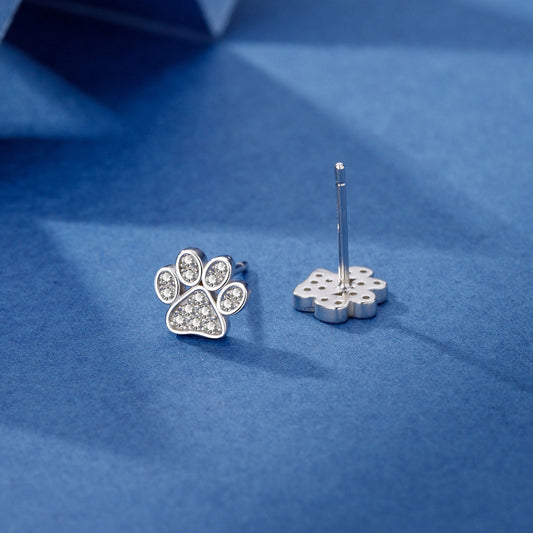 Orecchini a perno a forma di zampa di gatto in argento